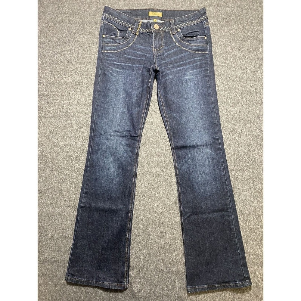 STS Blue Womens Size 9 Dark Wash Straight Leg Stretch Denim Jeans Low Rise 32x33